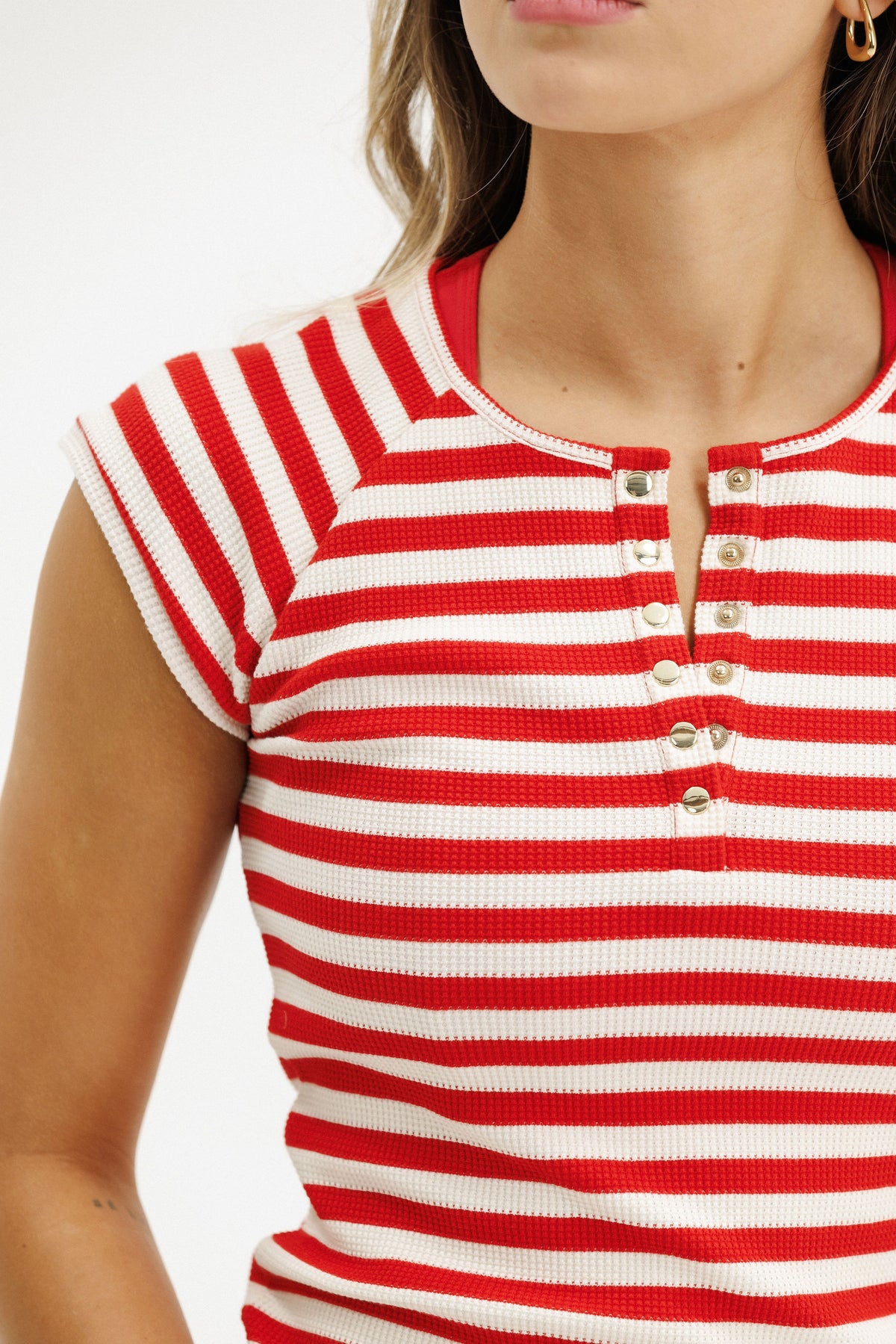 Benne Tee | Cherry Red Stripes