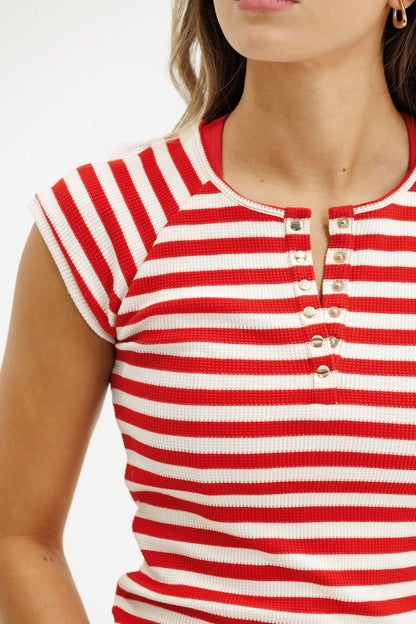 Benne Tee | Cherry Red Stripes
