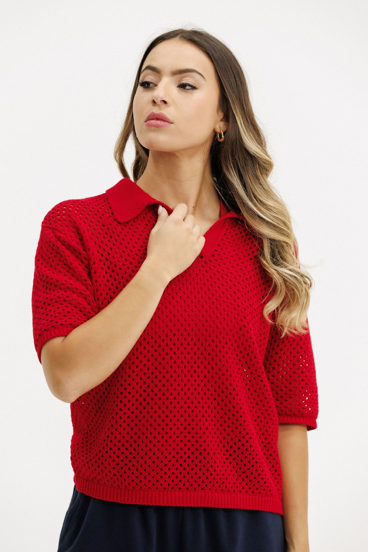 Knit Polo | Cherry Red