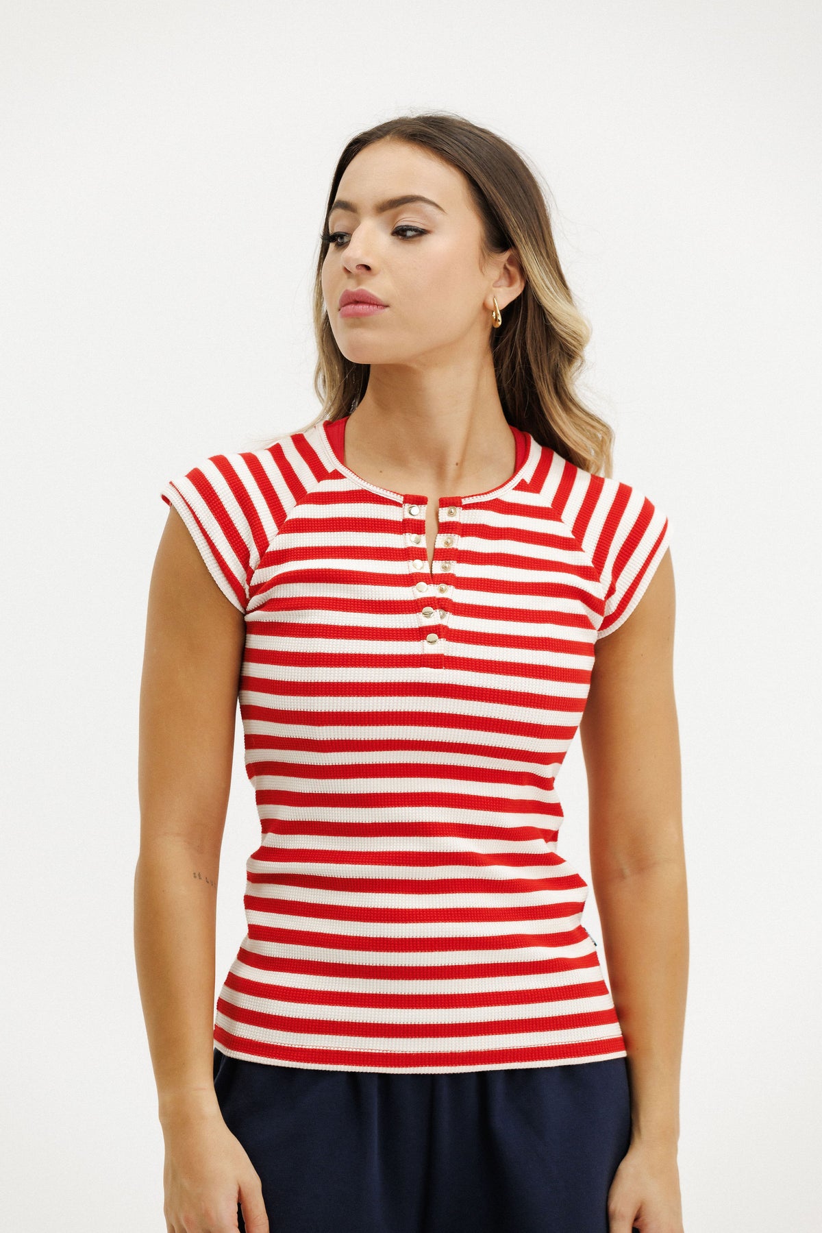 Benne Tee | Cherry Red Stripes
