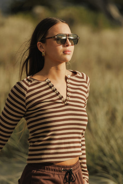 Benne Long Sleeve | Chocolate Stripes
