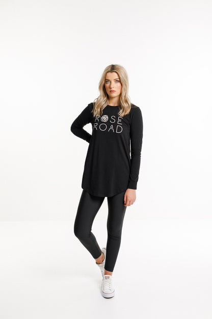 Harper Long Sleeve Tee | Black with Logo