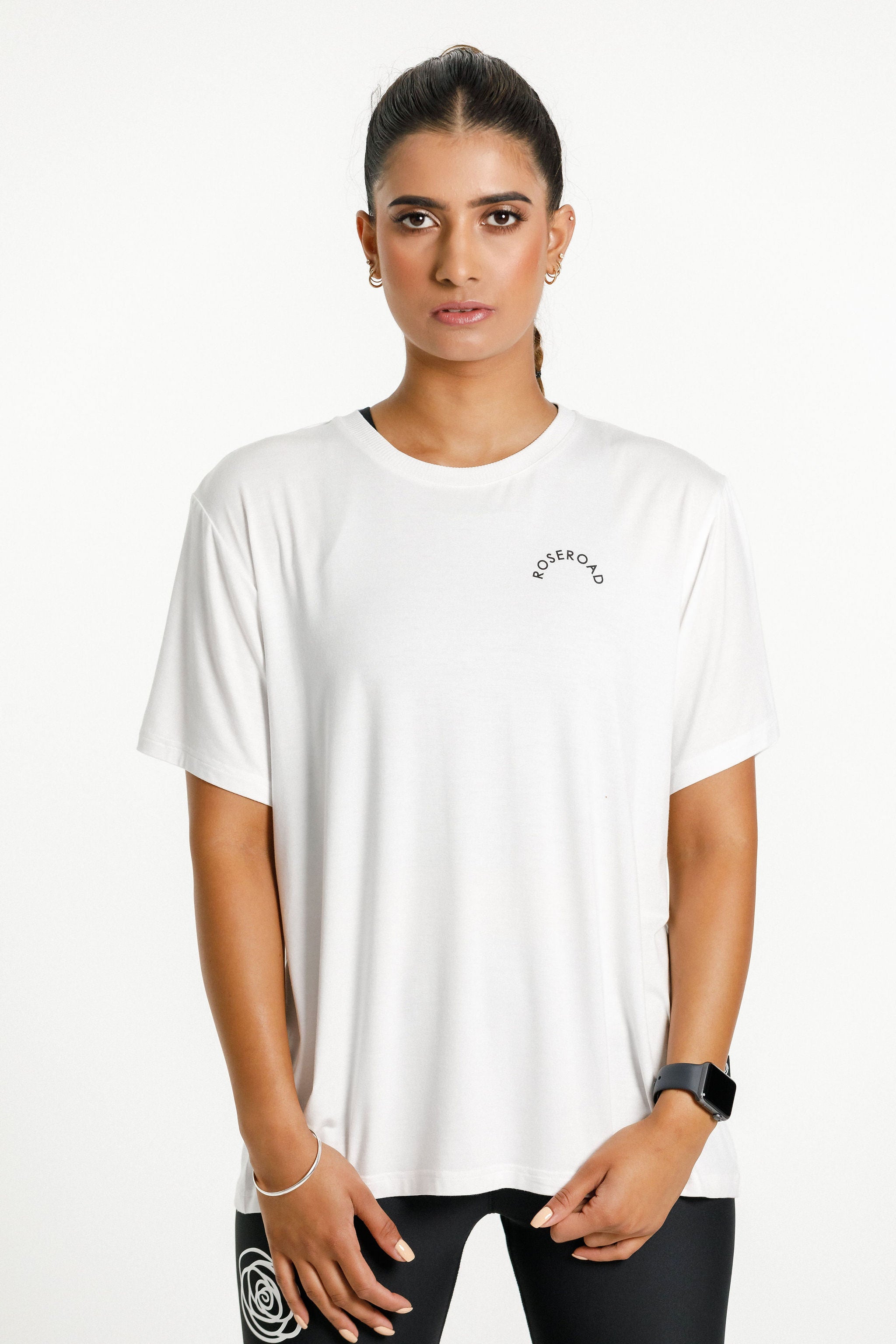 Topher Tee | White with Rose Road Arch Print