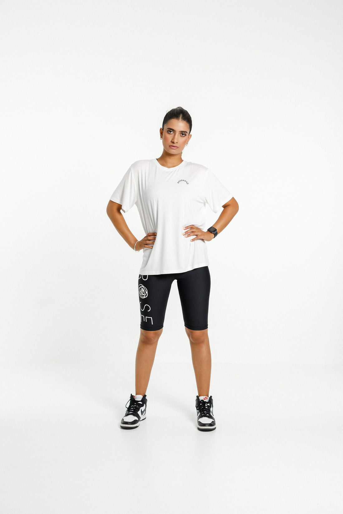 Topher Tee | White with Rose Road Arch Print