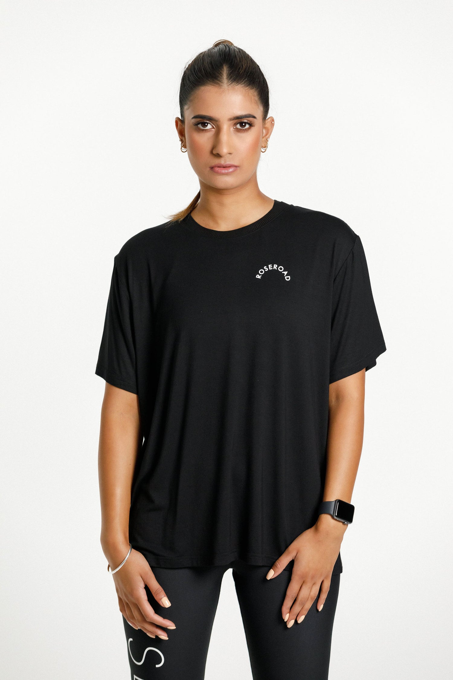 Topher Tee | Black with Rose Road Arch Print