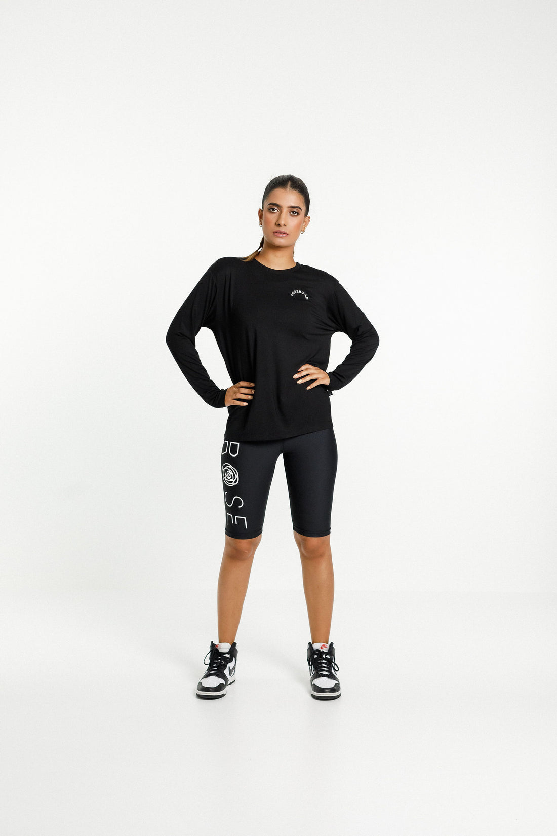 Long Sleeve Tee | Black with Rose Road Arch Print