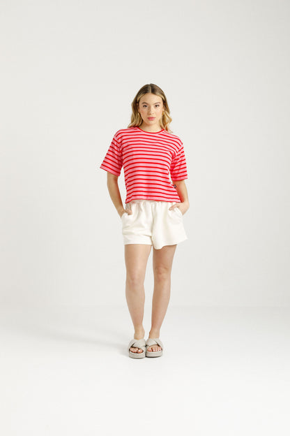 Cropped Tee | Berry Stripes