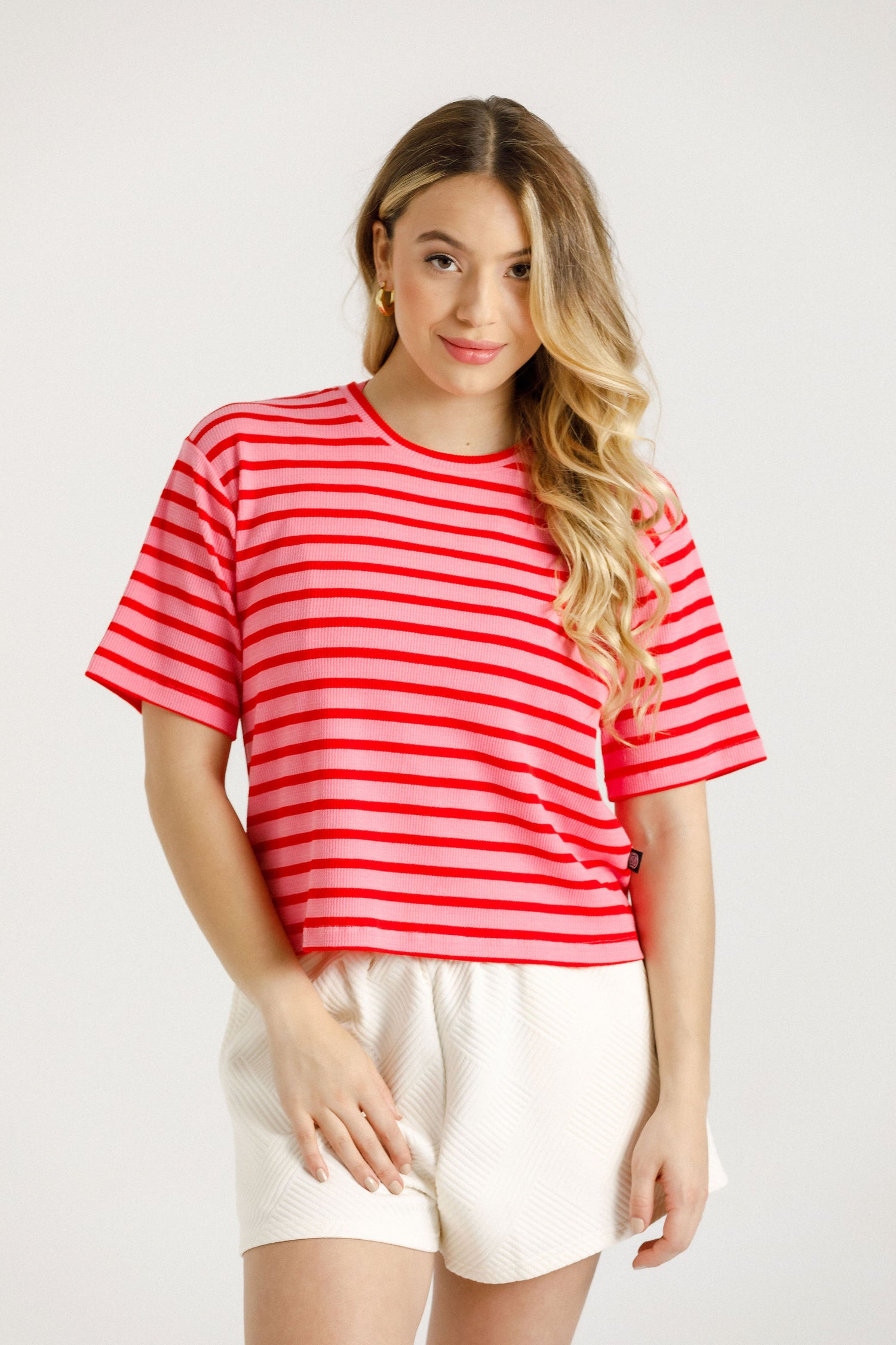Cropped Tee | Berry Stripes