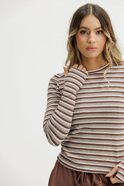 Jackson Long Sleeve | Cocoa Stripes