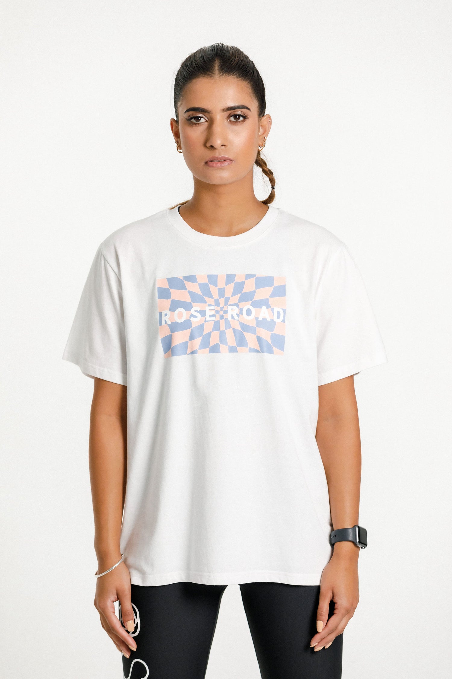 Topher Tee | White with Tropical Check