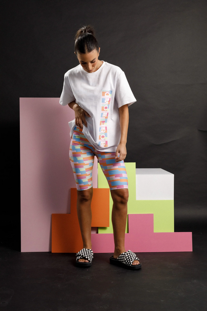 Topher Tee | White with Meta Blocks Print